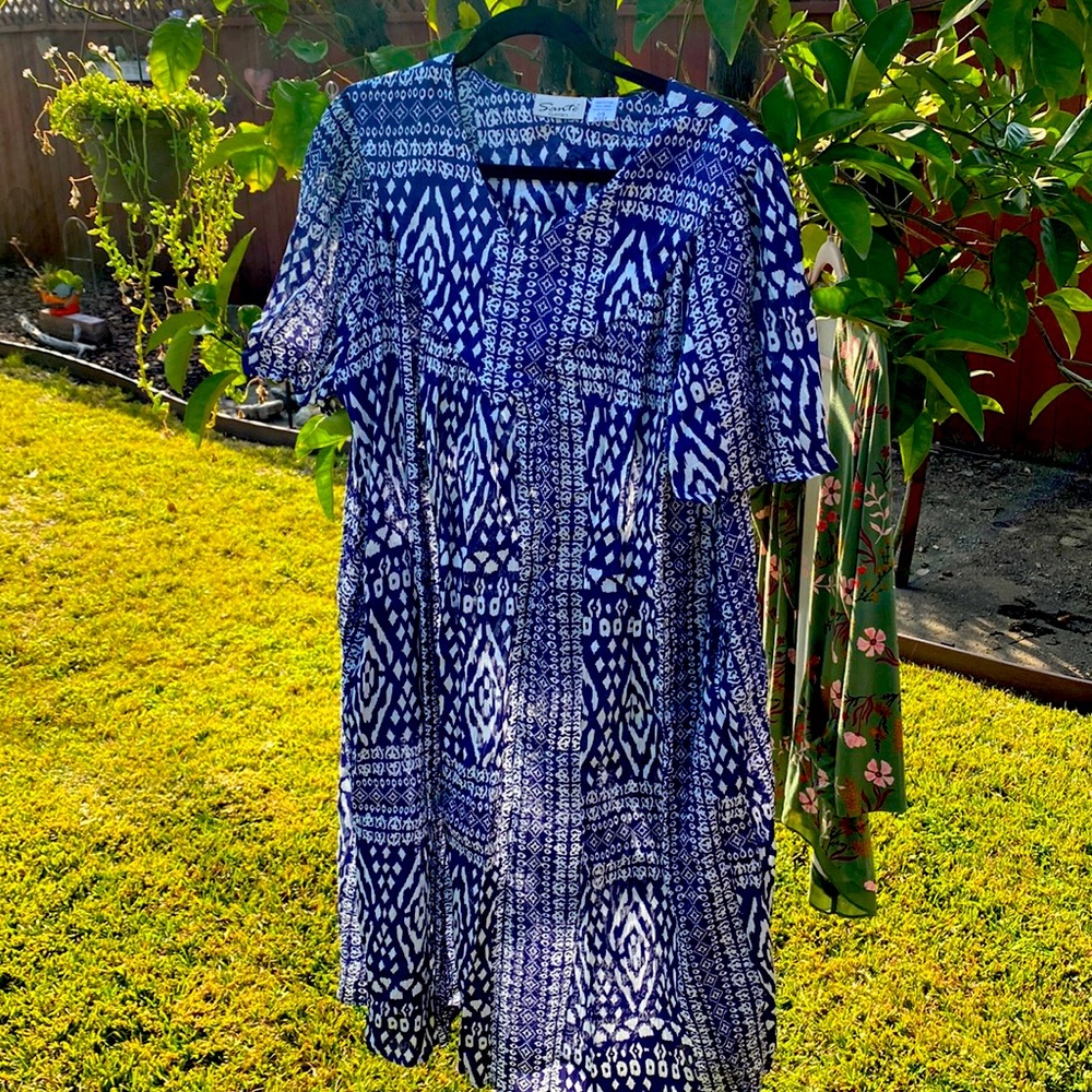 Ladies Mumu one size made Infia blue White cotton sheer summer Xxl L XL REDUCED